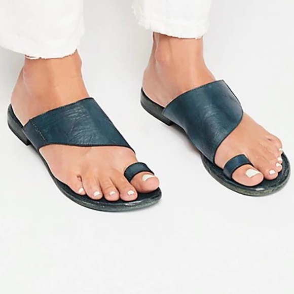 Free People Shoes - Free People Sant Antoni Slide Toe Loop Sandal Teal Size 40